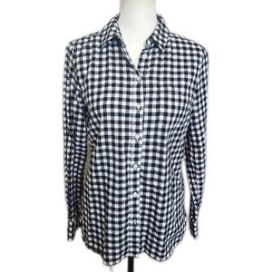 Banana Republic Black & White Buffalo Check, 100% Cotton, Button Up Blouse, S